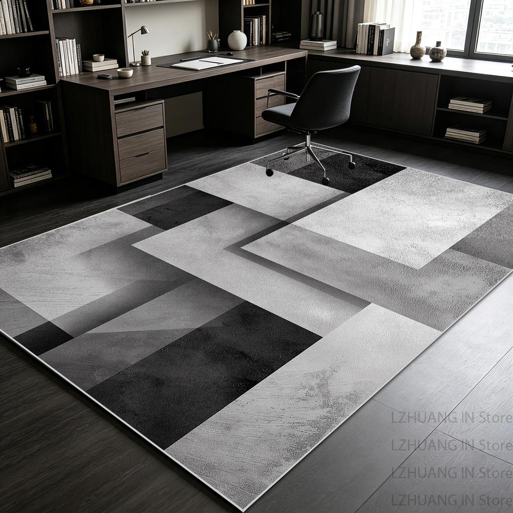 Minimalism Black White Gray Geometric Study Carpet Antiskid Easy Cleaning Living Room Rug Washable Room Decoration Home Mat