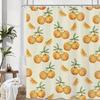 1pc Cute Orange Citrus Shower Curtain - Vibrant Fruit Design, Polyester, 70x70In, 12 Hooks, Summer & Year-Round Use