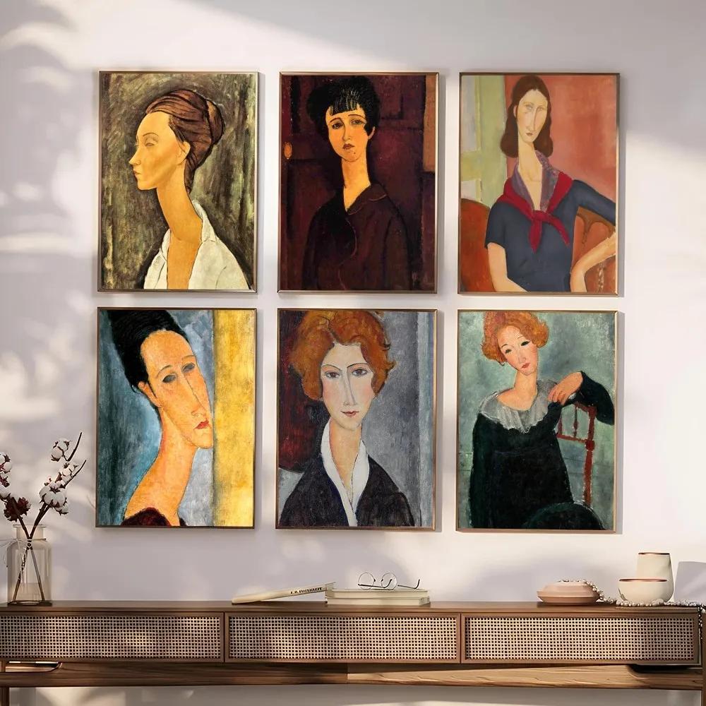 1pc Modern Amedeo Modigliani Painting  Poster Paper Print Home Bedroom Entrance Bar Cafe Art Painting Decoration