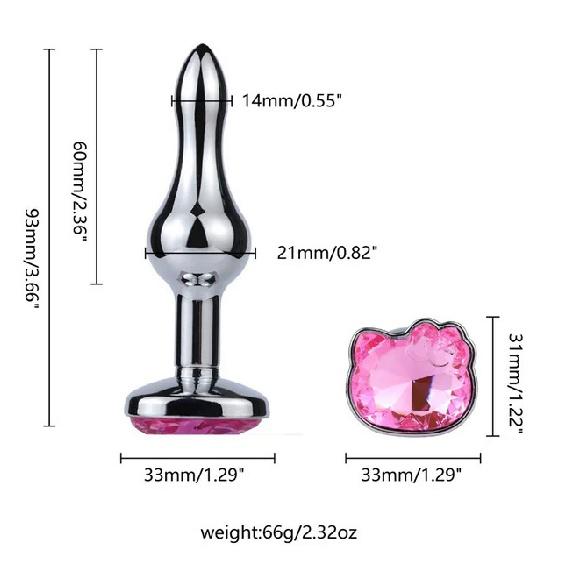 Fetă de pisică drăguță Cristal Stimulator Plug anal metalic din oțel inoxidabil Jucării sexuale anale Masaj de prostată Dildo Masturator sexy pentru adulți