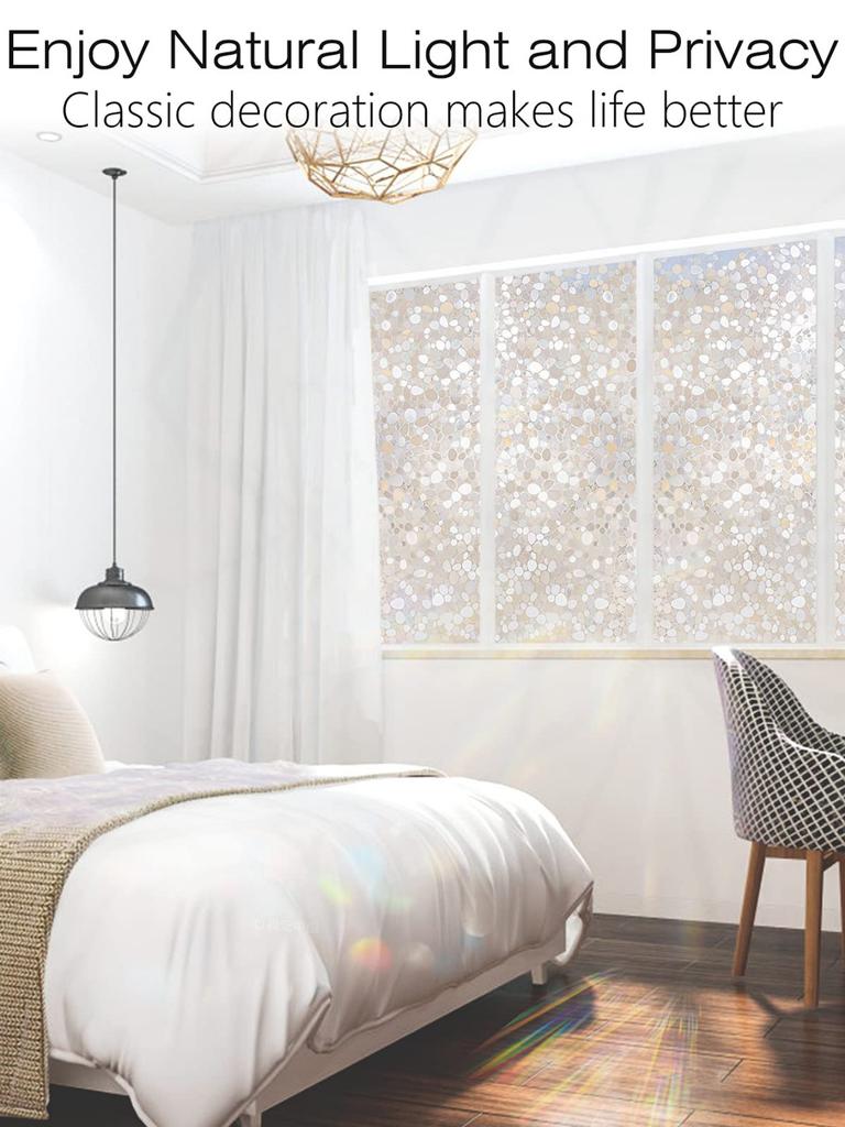 Sichtschutzfolie aus mattiertem PVC für Fenster – statisch haftend, UV-blockierend, holografische Regenbogenfolie für Glastüren im Homeoffice