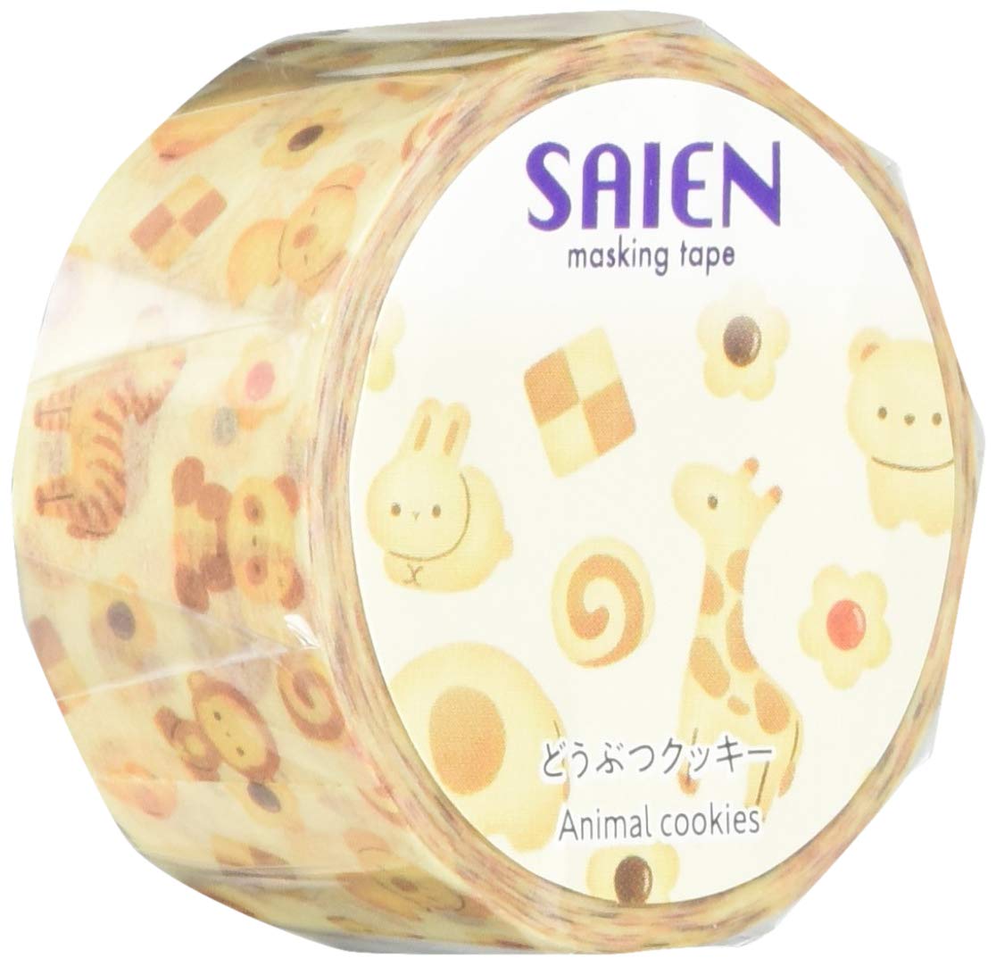 Kamiiso Sangyo Masking Animal 15mm x Tape, Cookies, 10m, UR-4023