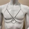 Bikini Chest Chain for Women Rhinestones Crossed Chain Electroplate Body Chain Night Club Body Jewelry for Formal Event