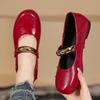 2026 Women Flats Soft Leather Mary Janes Shoes Low Cut Slip-On French Vintage Style Shoes Women Round Head Rubber Sole Loafers