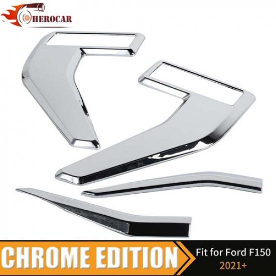 + Ford F150 Chrome Front Fender Side Vent Decor Cover Trim For Accessories | Adhesive | Painted | Left Drilling Required