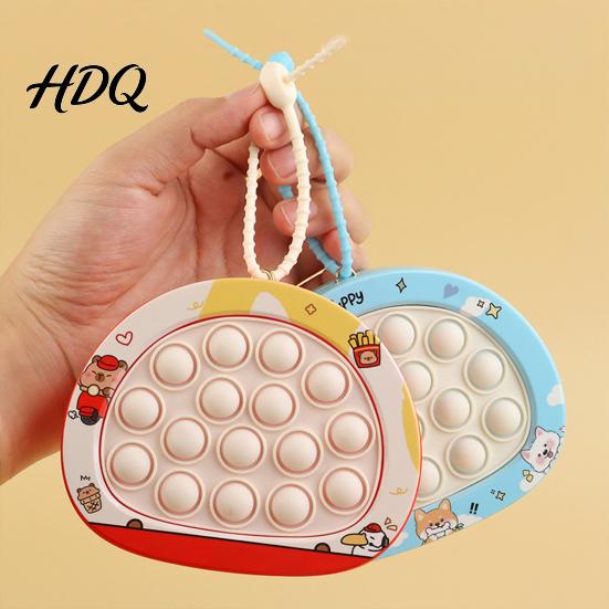 School Bag Pendant Push Bubble Game Console Keychain Stress Relief Mini Cartoon Reliever Popping Machine Portable Squeeze Sensory Fidget Toy