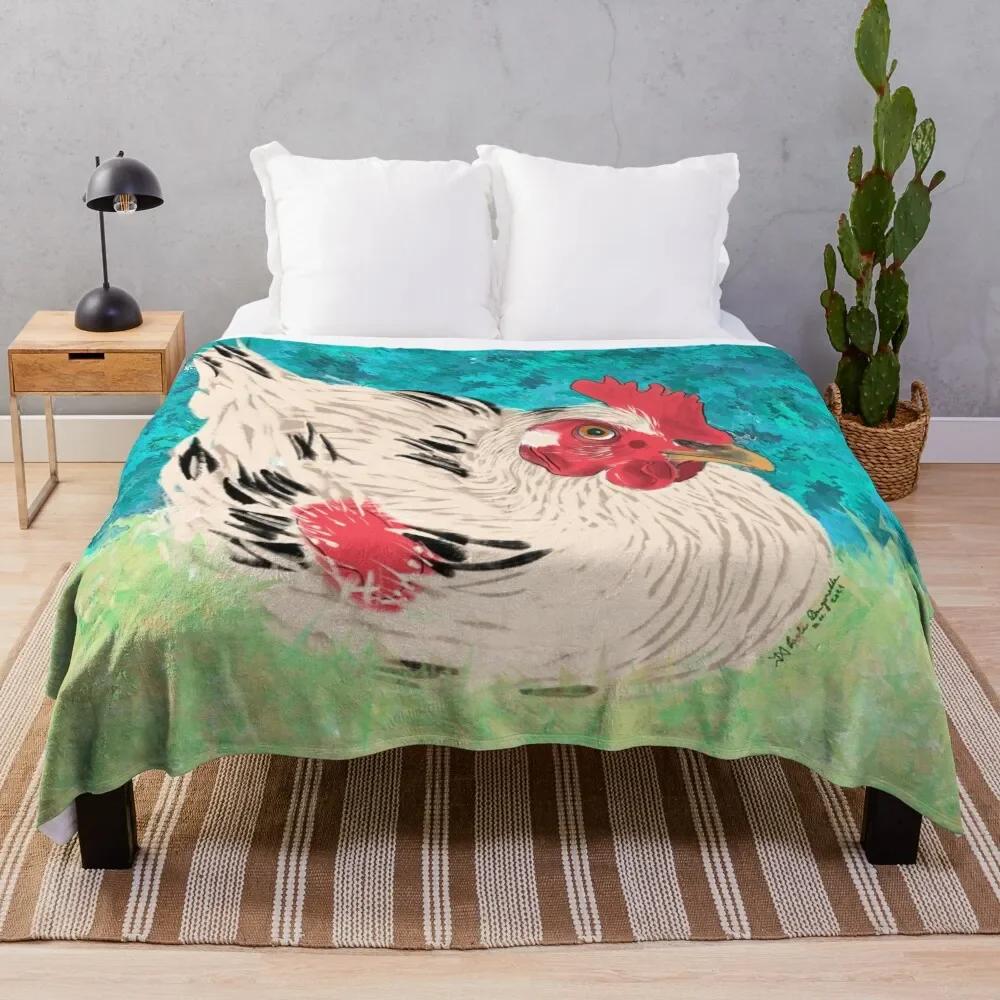 Cartoon Chicken Pattern Flannel Throw Blanket Egg Rooster Blanket Lightweight Warm Super Soft For Couch Sofa Bed Festival Gift