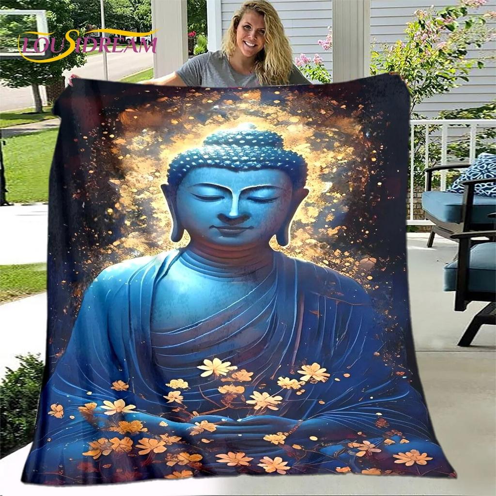 Buddhism Faith Sakyamuni Buddha Guanyin Bodhisattva Religion Blanket Soft Throw Blanket for Home Pray Bedroom Beds Sofa Cover