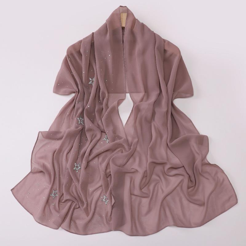 Chiffon Star Rhinestone Long Scarf Ethnic Malay Headscarf For Women