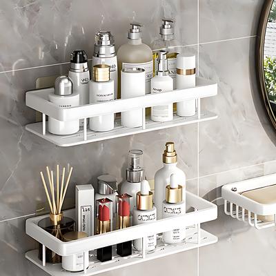 Space-Saving Corner Bathroom Shelf (Single/Double Layer) - Rustproof Aluminum Wall-Mounted Organizer