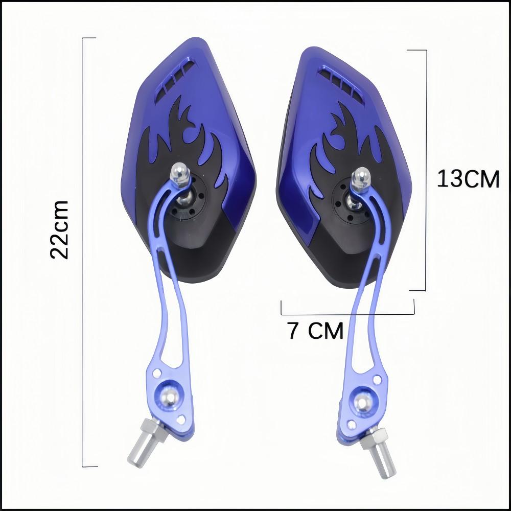 1Pair Universal Motocycle Rear View Adjustable Side Mirrors for Handlebars Aluminum Flame Pattern with 8mm/10mm Screws