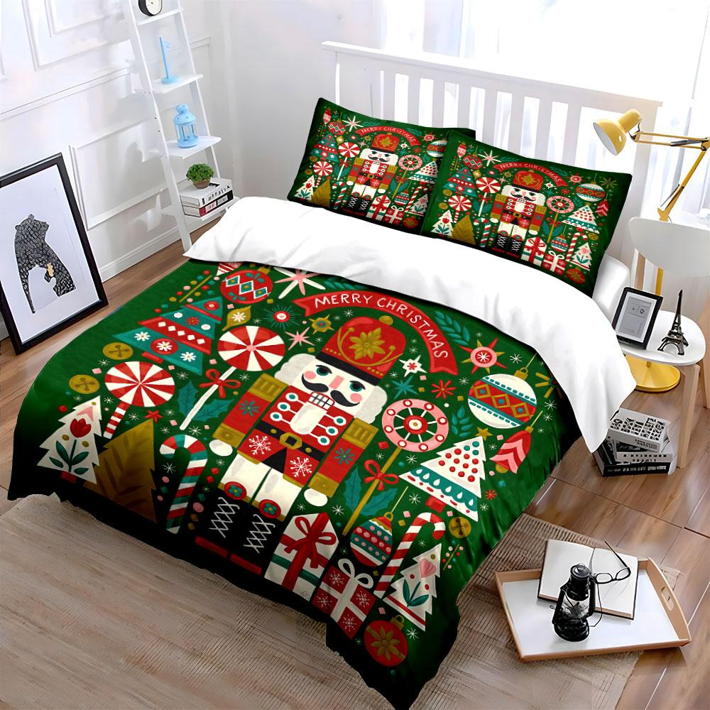 Nutcracker Christmas Set Bedding Duvet Cover Set Duvet Cover Pillowcases (1*Duvet Cover 2*Pillowcases, without duvet insert)