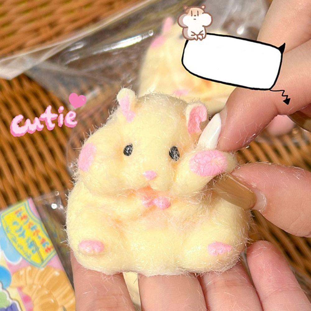 Mochi Hamster Squishy Toy Mushy Silicone Toy Fuzzy Cute Hamster Handmade Lovely Fidget Toy Relief Stress Relax Gift Present