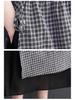 2022 Summer Korean Plus Size Plaid Waist-Gathering A-Line Dress