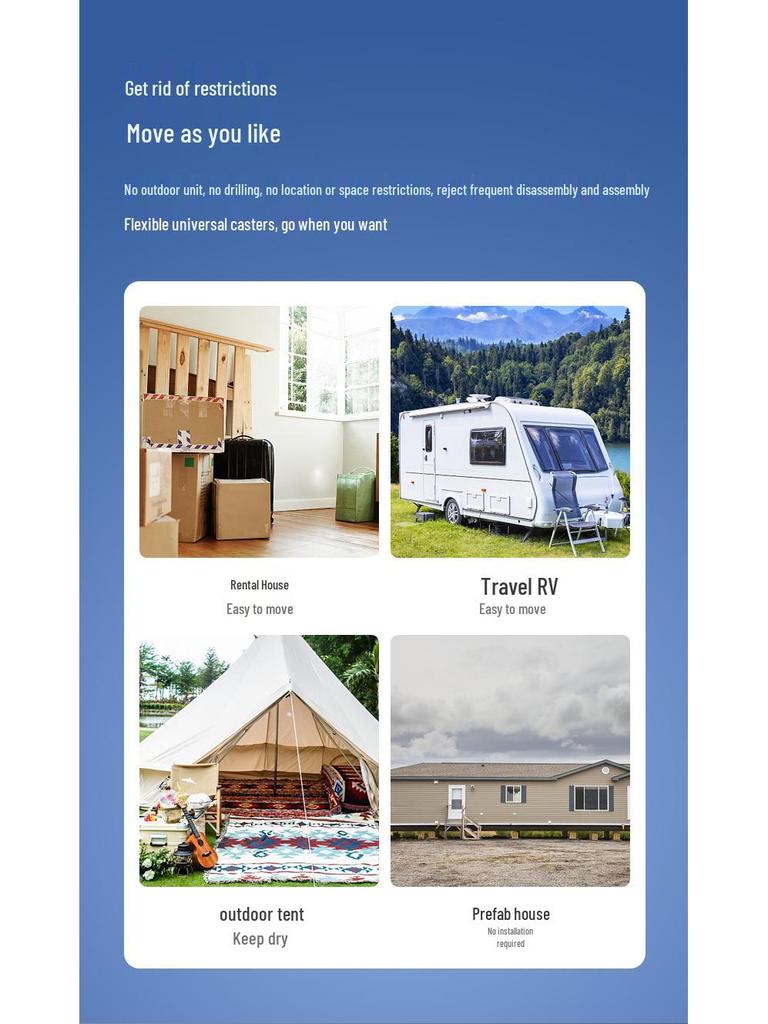 Mosquito Net Indoor Dormitory Mobile Air Conditioner, 1 HP, Free Installation & Drainage, Tent-Compatible