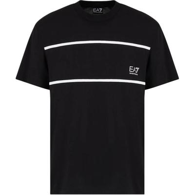 EA7 Color Block Letter Print Crew Neck Short Sleeve T-Shirt Men T-shirts Black 6DPT47-PJTJZ-1200