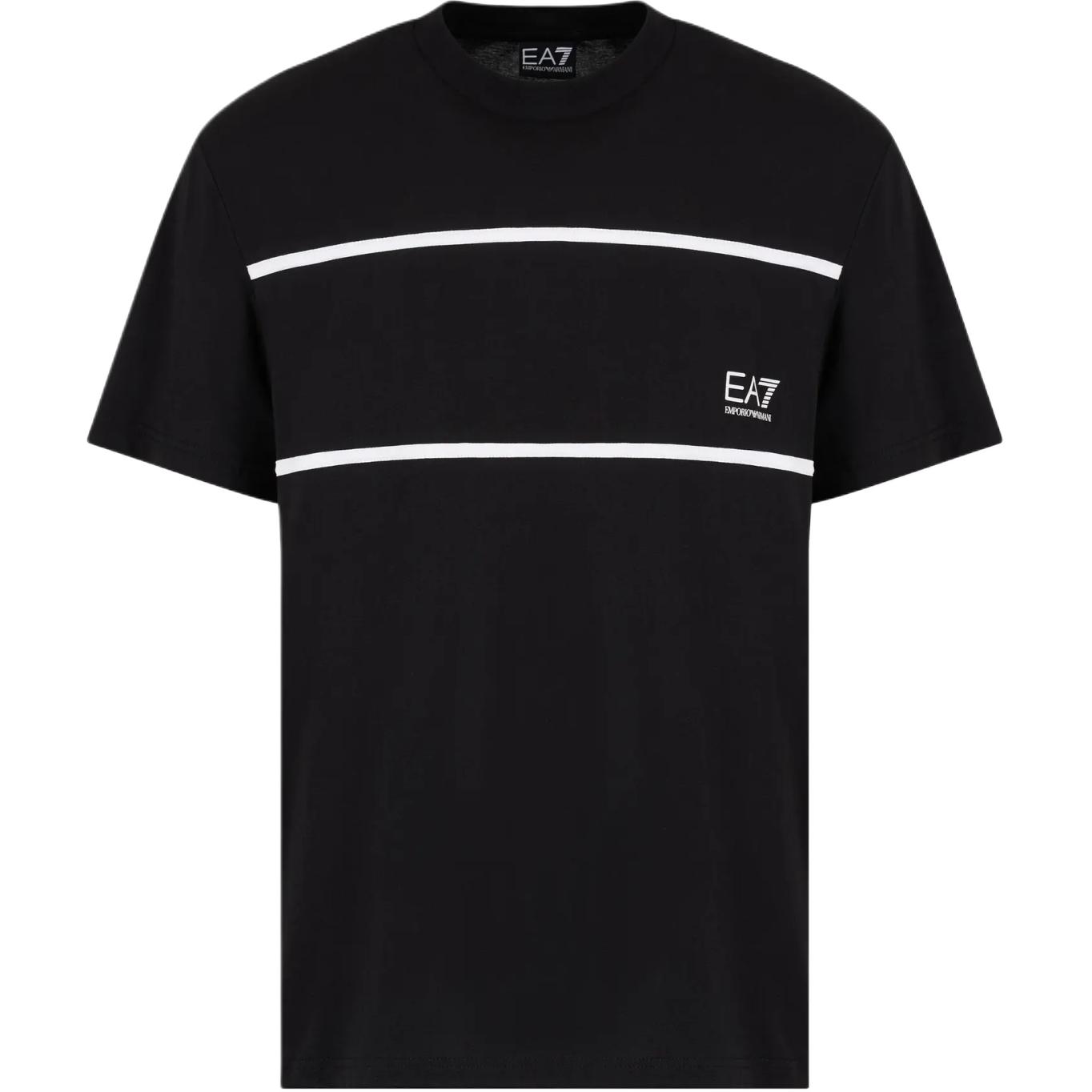 

Emporio Armani EA7 Color Block Letter Print Crew Neck Short Sleeve T-Shirt Men t-shirts Black 6DPT47-PJTJZ-1200 XXL