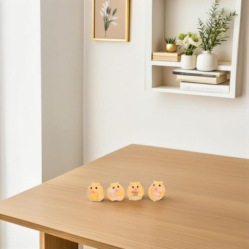 Happyyami Miniature Hamster Figurines, Set of 12, Resin Sculpture, Small Garden Decoration, for Small Animal Cages, Plant Pot Ornaments, Cute