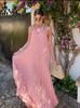 European and American new summer dresses, high-end seaside vacation style, sexy backless neck pleated dress for women