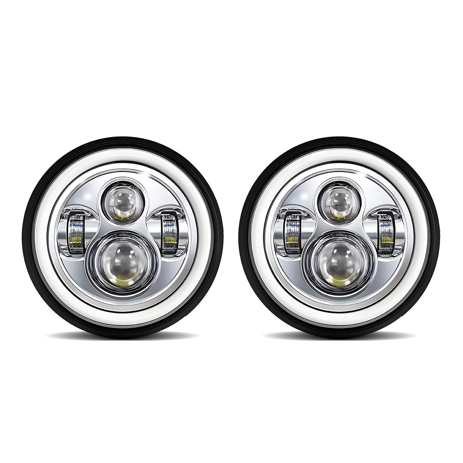 

2Pcs 7-дюймова автомобільна мотоциклетна світлодіодна фара з DRLсигналом поворотуНижнє світлоДальнє світло 7 Кругла 2Pcs чорний