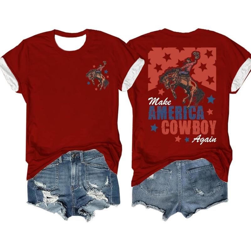 Summer Round Neck 3D Letter Print Top Fashionable Casual Short Sleeved Women's T-shirts