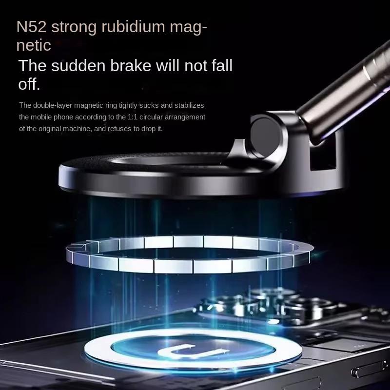 Magnetic Suction Cup Phone Mount for Magsafe Magnetic 360° Adjustable Car Phone Holder Pocket Size Foldable Car Mount Metal Suct