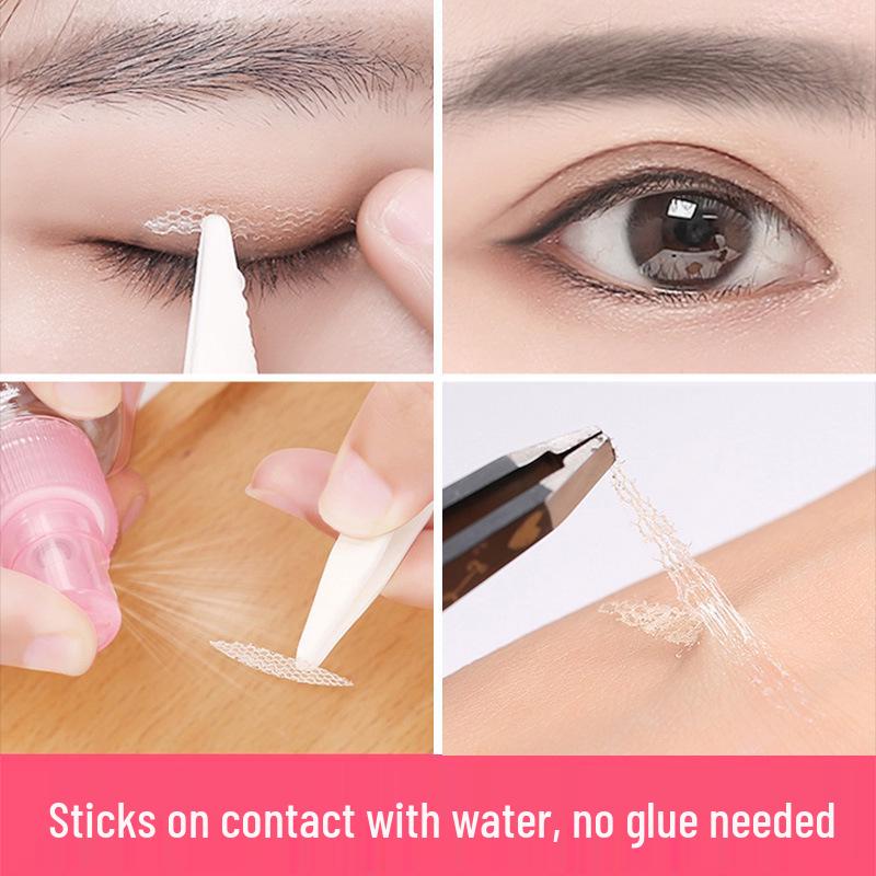 Water-Activated Invisible Lace Mesh Double Eyelid Stickers – Natural, Adhesive-Free Beauty Enhancers