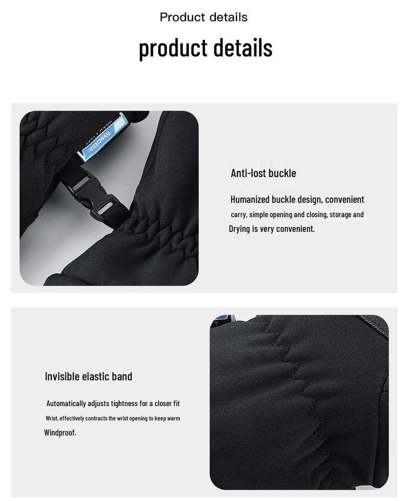 Unisex Fleece-Lined Water-Repellent Touchscreen Gloves for Winter Cycling and Skiing