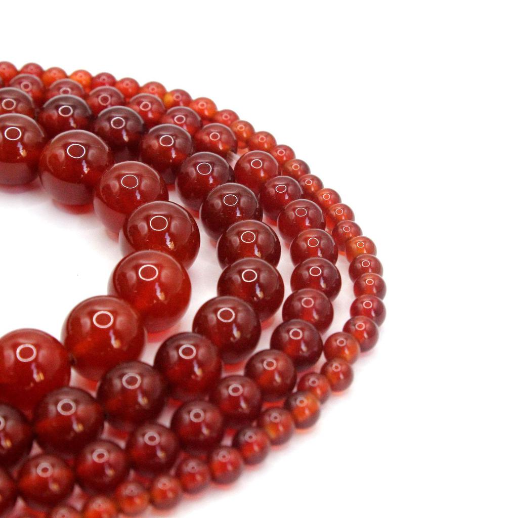 7A Grade Red Agate Round Beads for DIY Jewelry and Accessories – Semi-finished Material