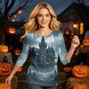 Women's Halloween Print Casual Round Neck -Quarter Sleeve for Holiday Party