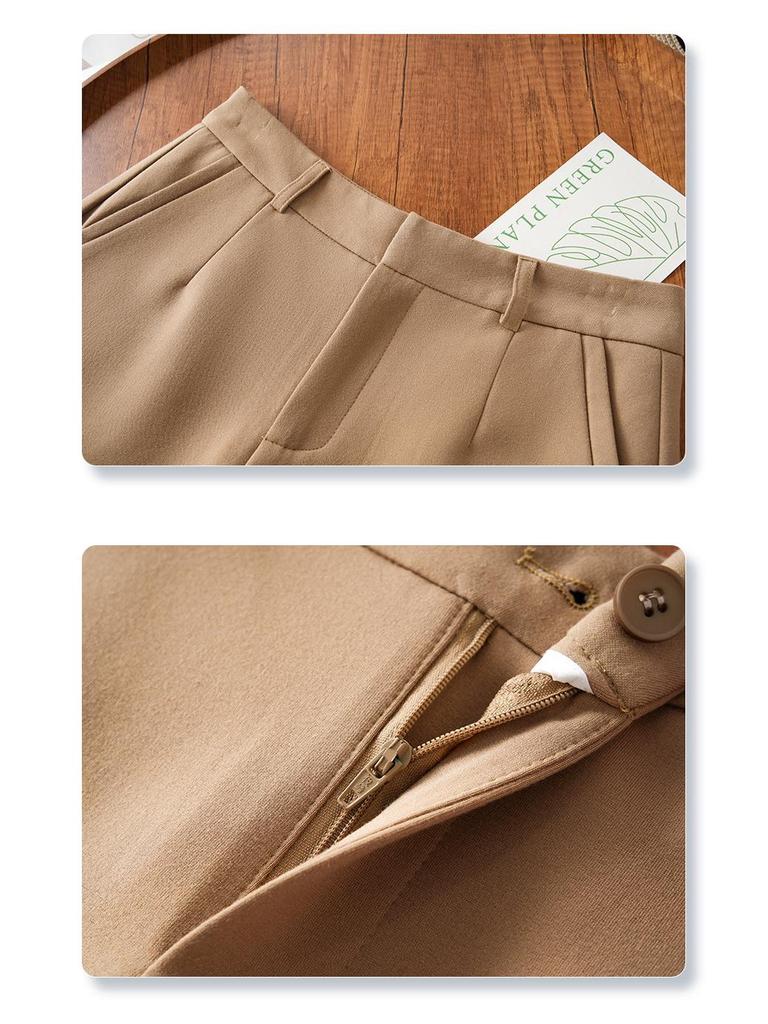 Women's Khaki Summer Suit Shorts, Thin Casual Loose Fit, Three-Point Design, Slimming Petite Hot Pants for 2025.