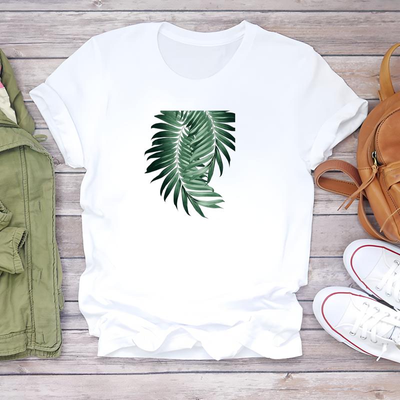 Women's Summer T-shirt with Cute Printed Designs, Short-sleeve Trendy Fashion Top.