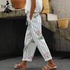 Damenmode Lässige Hosen mit Blumenmuster und hoher Taille