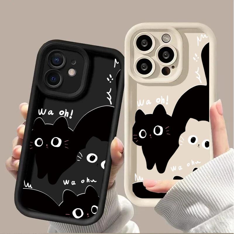 Cute Black Cat Case for Infinix Note 40 Hot 50 40 Pro 30i 30 Play 40i GT 20 10 Tecno Camon 30 Spark 30C 10 Pro 20C Smart 8 9