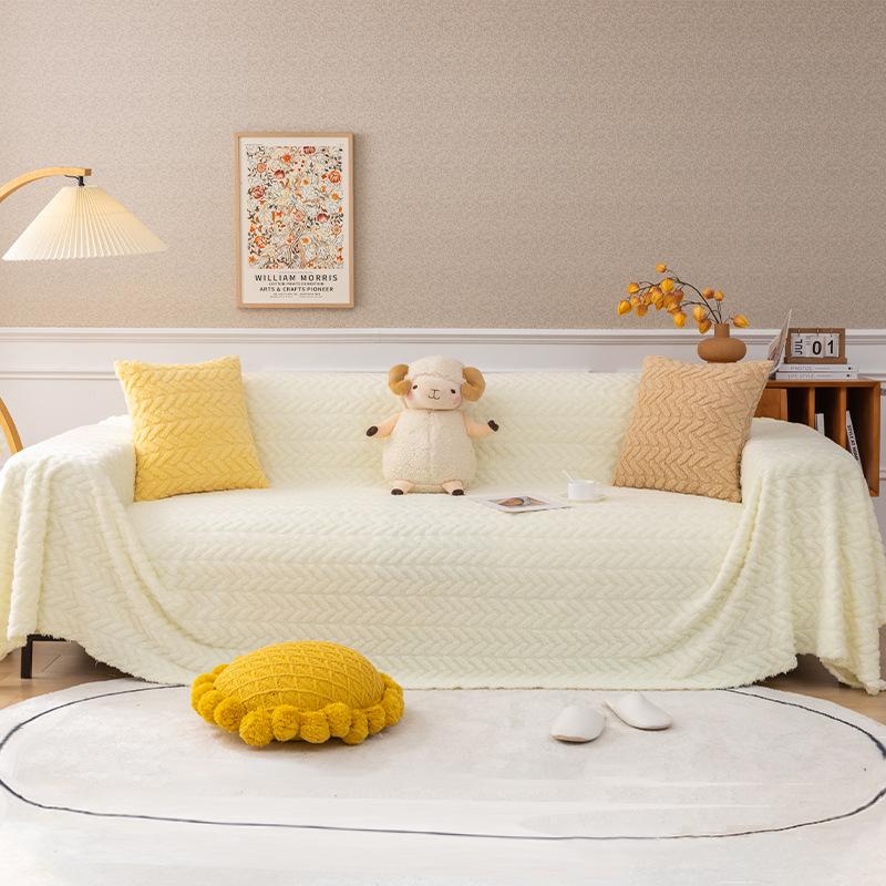 Sofa Towel Ins Style Sofa Cushion Four Seasons Universal Protective Cover Full Cover Towel Modern Simple Herringbone Pattern Sofa Blanket
