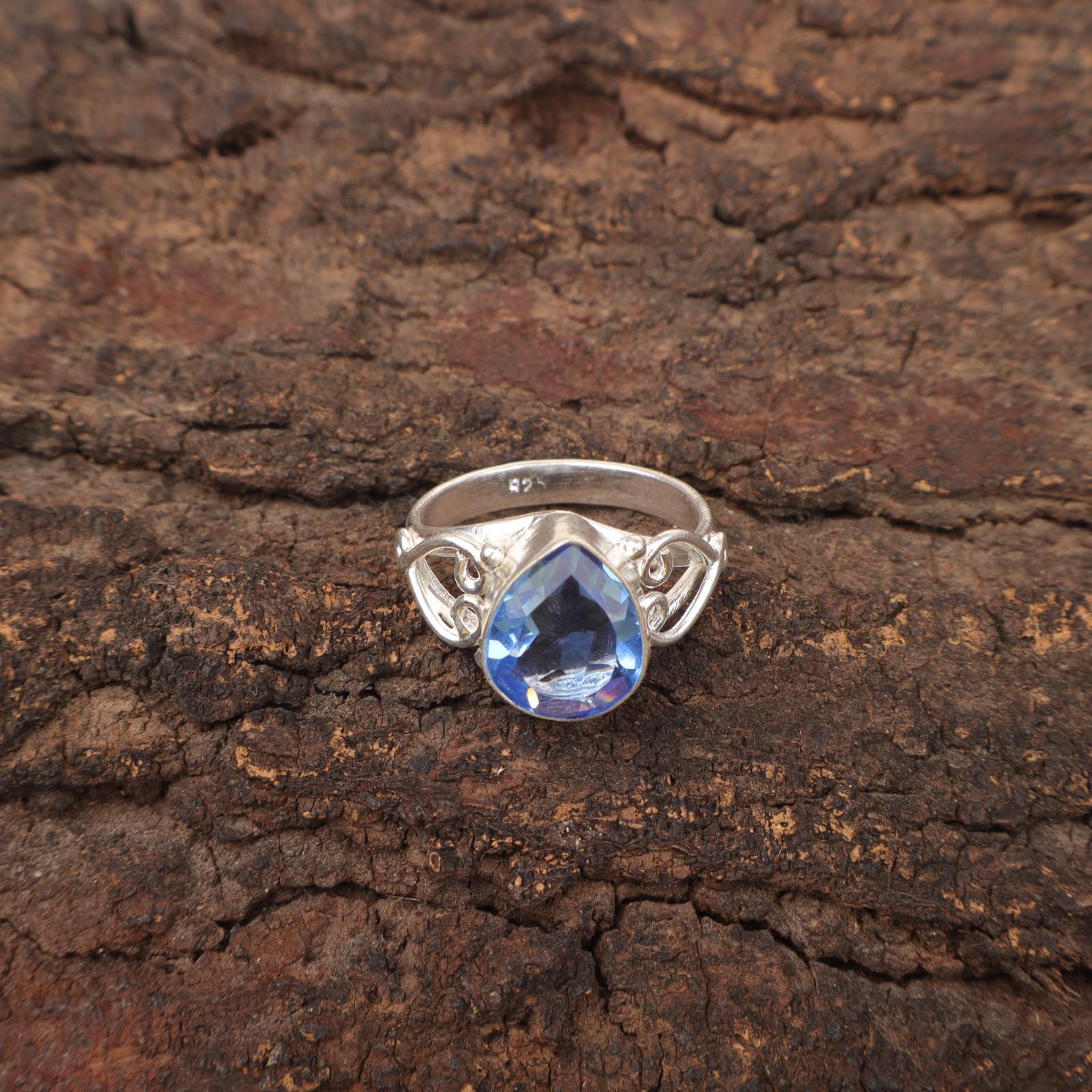 

Tanzanite Stone 925 Silver Handcrafted Full Eternity Sisters Day Ring Jewelry RR-46-17 15