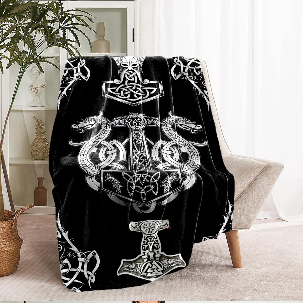 Viking Theme Printed Blanket - Perfect for Couch, Bed, Travel & Outdoor Use | Machine Washable, Cozy & Durable.