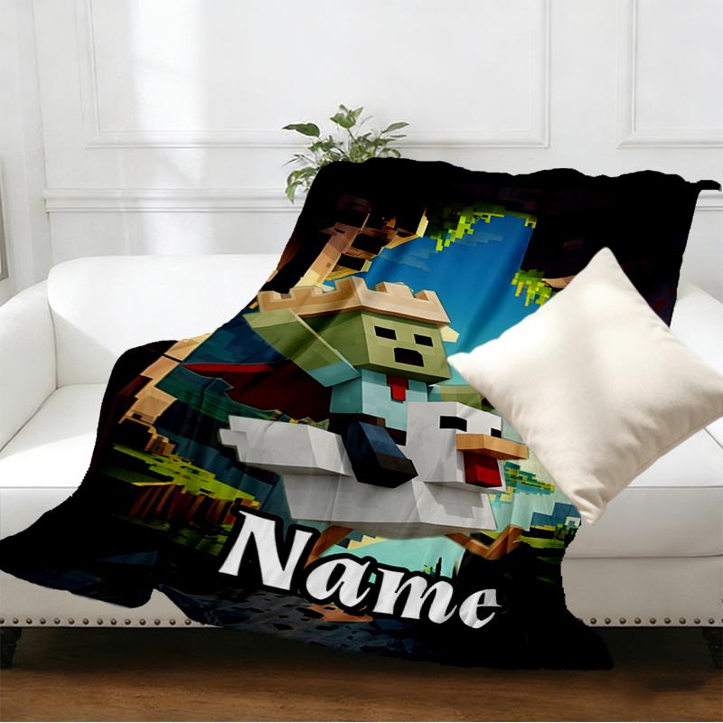 Custom Name Personalized Minecraft Print Blankets, Home Decor, Bedroom, Sofa, Camping, Couch, Gifts for Birthday Christmas