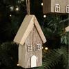 Colgante Creativo de Casa de Madera Navideña Colgante de Pueblo Decoración DIY para Árbol de Navidad Adornos Colgantes Navideños Decoración de Fiesta