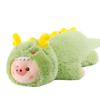 Cartoon Dinosaur Transforming Plush Pig Toy - Long Fur Sleeping Hug Pillow