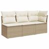 Vidaxl Sofa Ogrodowa Z Poduszkami, 3-Osobowa, Beżowa, Polirattan