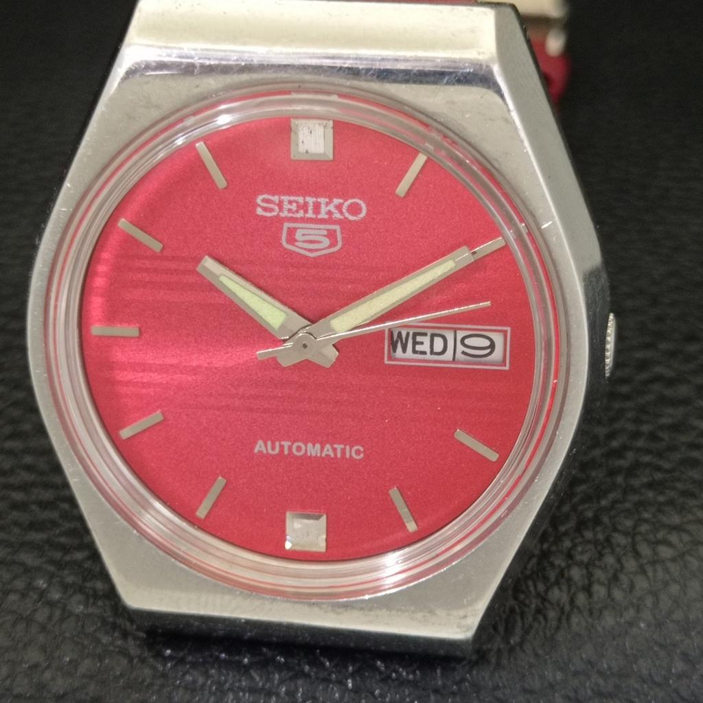 AUTOMATIC 6309A VINTAGE SEIKO 5 JAPAN MENS RED COLOR DIAL WATCH A701465-5 R206b-a701465