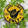 Good Vibes Only" Vintage Round Aluminum Sign - Perfect for Home, Bar, Cafe & Garage Decor, Indoor/Outdoor Use