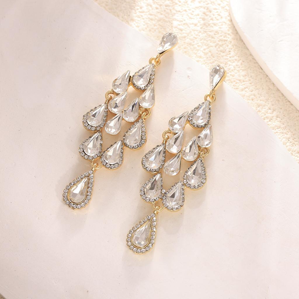 Alloy Diamond Shape Drop Water Drop Earrings For Women Spring Fashion Jewelry