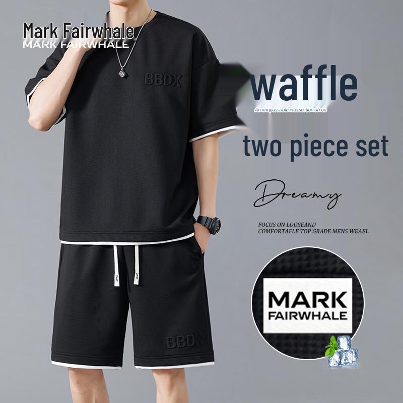 Mark Fairwhale Men s Waffle Knit Ice Silk Short Sleeve Set 2XL