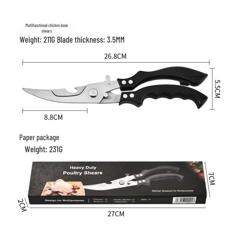 

Stainless Steel Heavy-Duty Kitchen Scissors for Cutting Chicken, Duck, and Goose Bones
