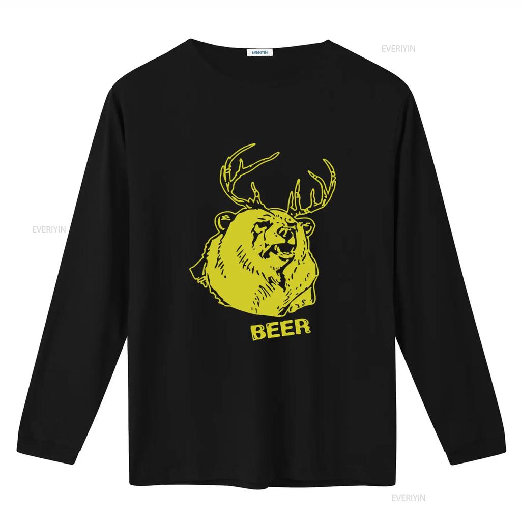 Bier Bär Reh Trinken Lustiges T-Shirt für Freizeit Vintage Gewaschen Leicht Bequem Weich Dehnbar Mode