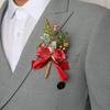 Lapela de Terno Masculino Flor Artificial Pulseira de Pulso Reutilizável Pulseira Floral Alta Simulação Versátil Celebração de Negócios Lapela