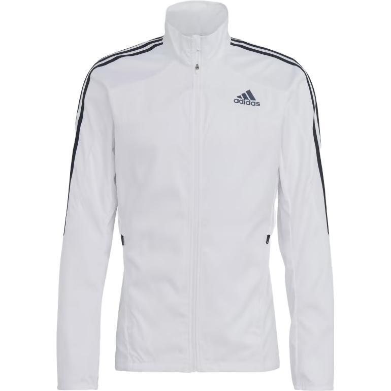 Men s adidas Marathon Jkt Logo Stripe Stand Collar White Jacket GK6111 XXL