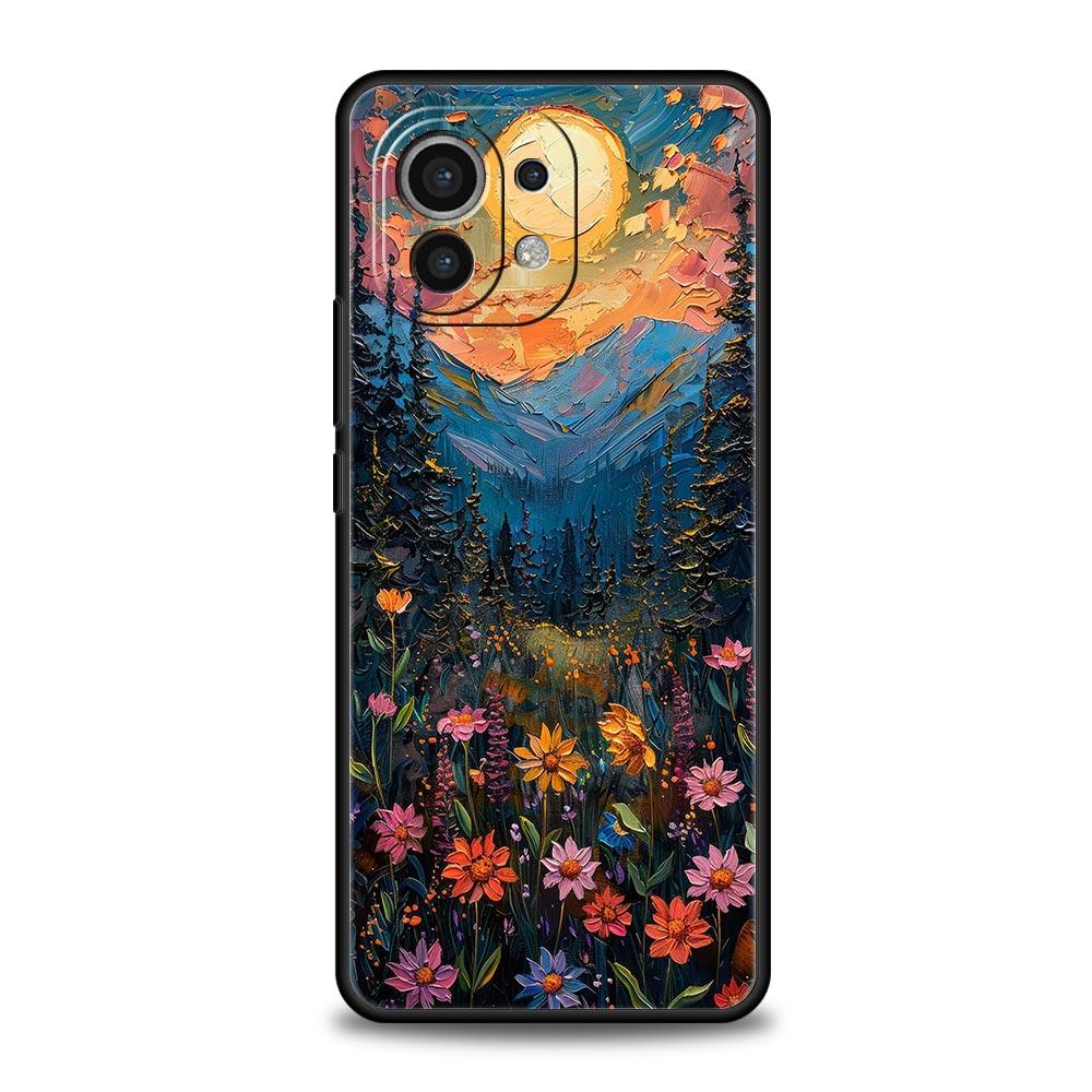 Olieverfschilderij van Bloemen Telefoonhoesje Voor Xiaomi Mi 15 14 14T 13T 12T Pro 12 13 11 Lite 5G 11T Poco X6 X7 X5 Pro Zachte TPU Cover